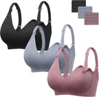 Angelhood Nursing Bras for Breastfeeding, Seamless Wireless Comfort Push up Lace Nursing Maternity Bralette for Pregnancy