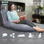 MOON PARK Pregnancy Pillows for Sleeping - U Shaped Full Body Maternity Pillow with Removable Cover - Support for Back, Legs, Belly, HIPS - 65 Inch - Dark Grey - Cooling Cover