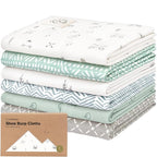 Organic Burp Cloths Baby Boy, Girl - 6-Pack Large Cotton Burping Cloths for Babies, Spit Up Rags, Super Absorbent, Ultra Soft Newborn Rag, Gender Neutral, Machine Washable, Durable (Nordic)