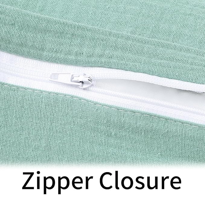 Onacosht Muslin Nursing Pillow Cover Soft 100% Cotton Feeding Pillow Slipcover Fits Standard Infant Nursing Pillow for Boy and Girl, Green