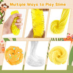 LAWOHO 6 Packs Gradient Yellow Slime Kit - Clear, Butter, Cloud Slimes, Fluffy Slimes for Kids with Charms & Animal Add-ins, Party Favors for Girls & Boys, 360ml Non Stick Slime Making Kit for Kids