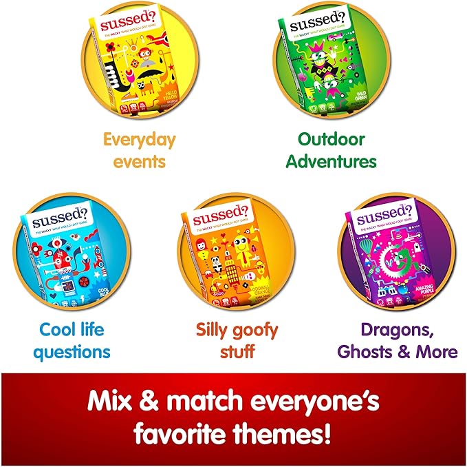 SUSSED The Wacky ‘What Would You Do?’ Card Game - Social Fun for Kids - Easy Travel Game, Family Activity - Ages 6+ - Yellow Pack