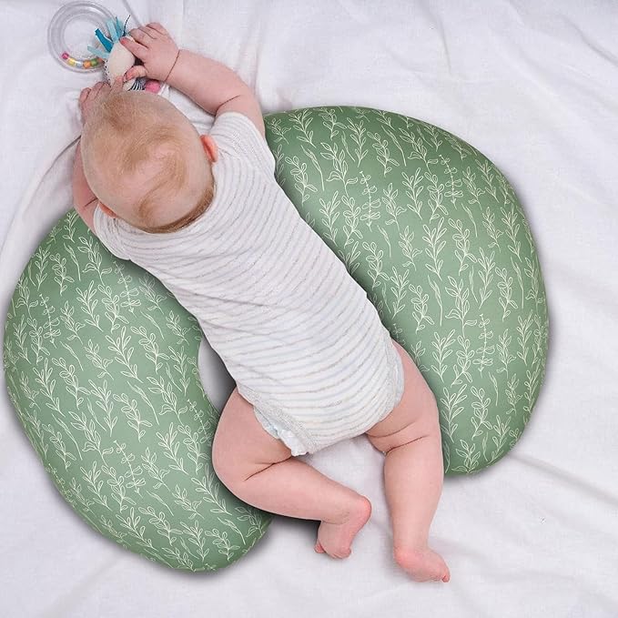 Green Sage Nursing Pillow Cover, Breastfeeding Pillow Slipcover for Baby Girls/Boys, Soft Snug Fits On Newborn Feeding Pillow Case