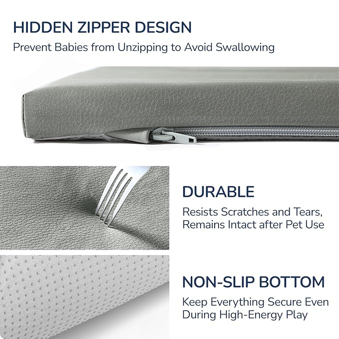 Baby Play Mat for Floor,1.3'' Thick Memory Foam Play Mat,50''x50'' Tummy Time Mat with PU Leather,Cushioned & Waterproof Playpen Mats,Non Slip Crawling Padded for Toddlers,Infants,Kids