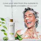 RAW SUGAR Sensitive Skin Simply Body Wash - Green Tea + Cucumber + Aloe Vera, Moisturizing & Brightening Bath & Shower Gel, Sulfate-Free, Paraben-Free & Vegan (Pack of 3)
