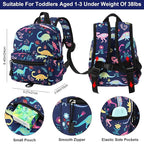 Accmor Toddler Backpack Leash with Anti Lost Wrist Link, Cute Mini Child Walking Harnesses Keep Kids Close Back Pack Rope Tether Rein for Baby Boys (Navy Blue/Dinosaur)