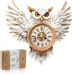 3D Wooden Puzzles for Adults,Snowy Owl DIY Clock Kit with Pendulum - Creative Gift Idea,Beginner 31 Pieces 3D Puzzles for Teens & Adults Home Decor
