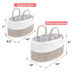 Rope Diaper Caddy - Storage for Baby and Toddler Items - Portable Cotton Organizer Easily Holds Diapers, Wipes, Clothing - Useful for Nursery, Bedroom (Beige, Extra Large)