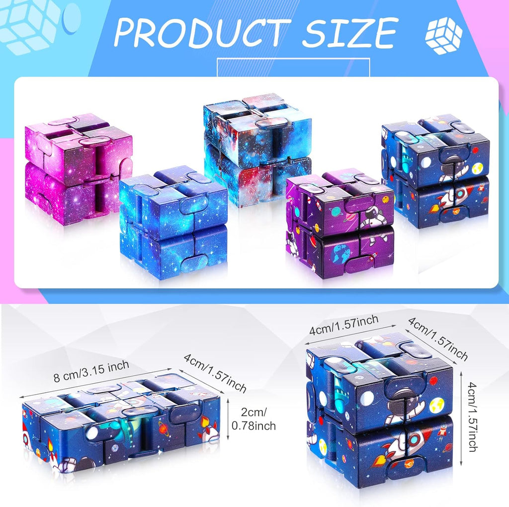 Galaxy Theme Infinity Cube Space Astronaut Infinity Toy Stress and Anxiety Relief Cool Hand Mini Kill Time Cube Toys for Teens Adults, 5 Styles (Graceful Style, 20 Pieces)