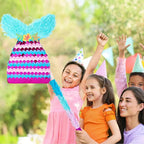 WERNNSAI Mermaid Piñata - Mermaid Party Games Decorations Mermaid Tail Piñata with Blindfold and Bat for Girls Kids Under the Sea Themed Birthday Party Supplies (12.5" x 16.5" x 3")