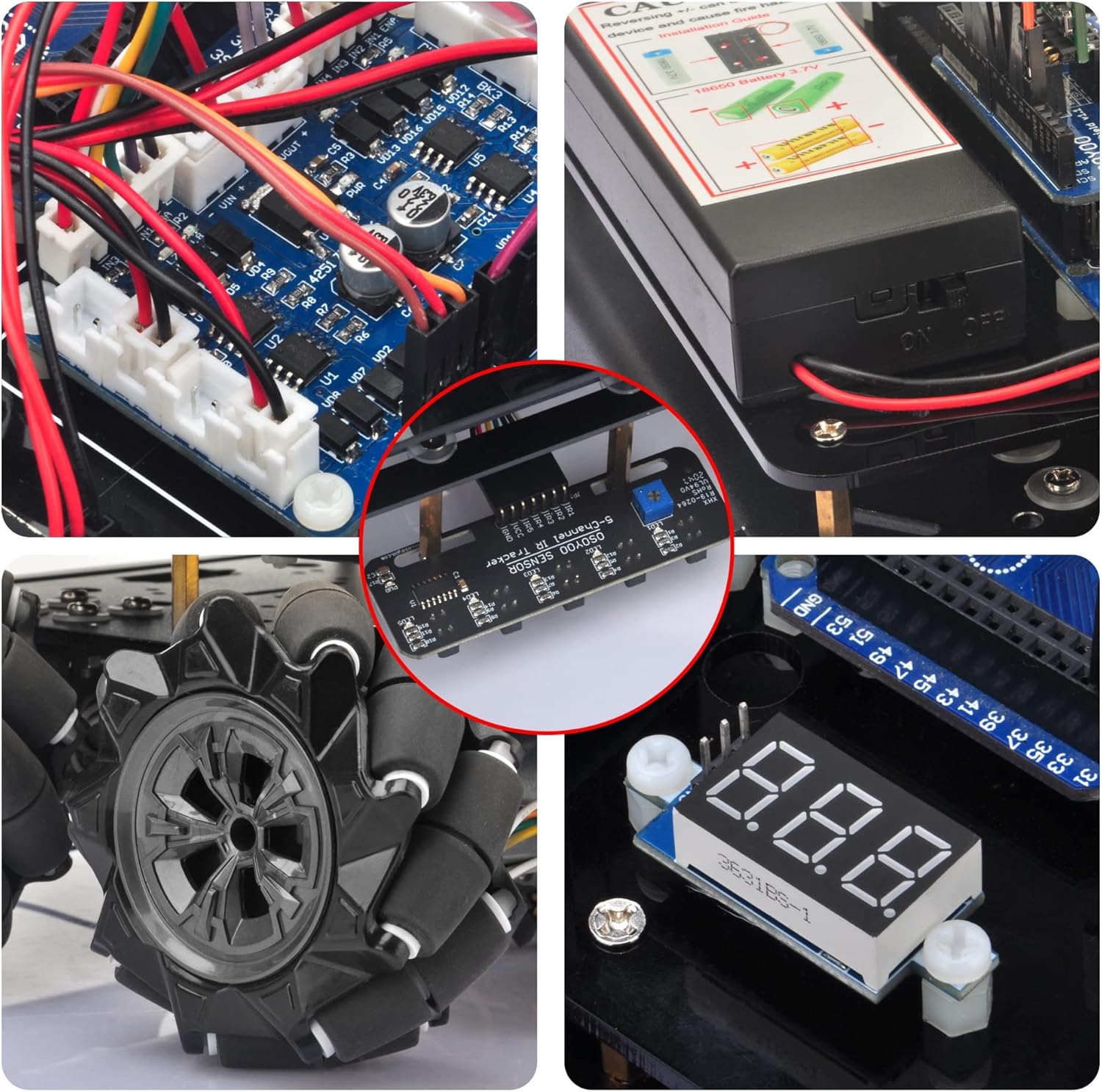 Omni-directinal Mecanum Wheels Robotic Car Kit for Arduino Mega2560 Metal Chassis DC Motor DIY STEM Remote Controlled Educational Mechanical DIY Coding for Teens Adult