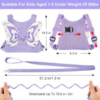 Accmor Toddler Harness Leash + Anti Lost Wrist Link, Cute Butterfly Kids Leash Wristband Assistant, Adorable Child Walking Harness Strap Adjustable Belt Protector for Baby Girls to Outdoor Travel