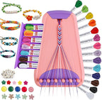 Arts and Crafts for Kids Ages 8-12,Friendship Bracelet Making Kit for Girl,Kids Jewelry Making Kit with 28 Pre-Cut Threads,Christmas Birthday Gifts for Ages 6 7 8 9 10 11 12 Year Old Pink/Purple