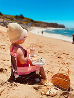 PandaEar Portable Baby Seat Travel| Compact Fold with Straps for Indoor/Outdoor Use| Great for Camping, Beach, Lawn |Toddlers, Kids, Boys, Girls (Pink)