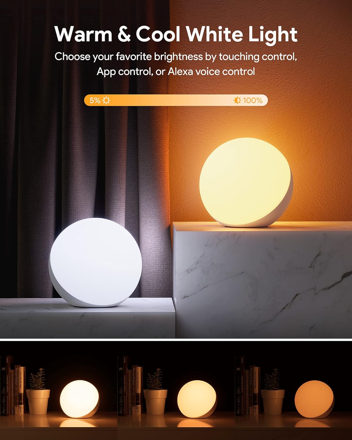 Hifree Smart Table Lamp, Dimmable Desk Lamp with App/Voice Control, LED RGB Color Changing Touch Lamp, Night Light for Bedroom Compatible with Alexa