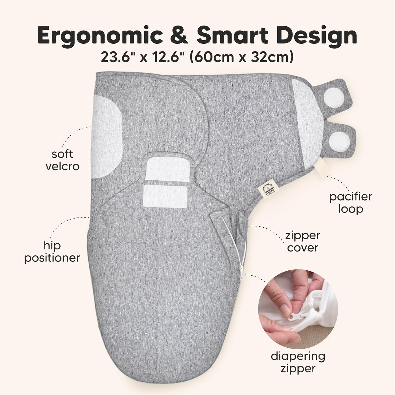 Baby Swaddle Sleep Sacks with Zipper - 3-Pack Swaddles for Newborns 3-6 Months, Infant, Baby Girls, Boys, Soft & Durable Newborn Sleep Sack, Easy Diaper Change Swaddling Blanket (Cloud, L)