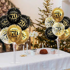 TONIFUL 4 Set Black Gold Balloon Stand Kit for Birthday Decorations for 70th,Balloon Centerpieces for Table Party Decorations Cheers to 70 Years Old Birthday for Men and Women