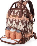 Wrangler Aztec Backpack Organized Daypack Travel Baby Bag with Stroller Strap and Side Bottle Pockets WG2204-9110BR
