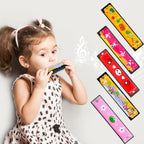 100 Pcs Kids Cartoon Harmonica Bulk 16 Holes Plastic Harmonica Toys for Children Beginners Party Goodie Bags Stuffers, Random Color Pattern
