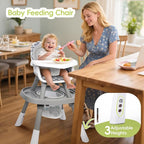 15 in 1 Convertiable High Chair for Babies and Toddlers, 2 in 1 Highchair & Activity Center w/Toys, Booster Seat, Toddler Chair w/5-Point Harness & Removable Tray & 2-Layer Cusion (Grey)