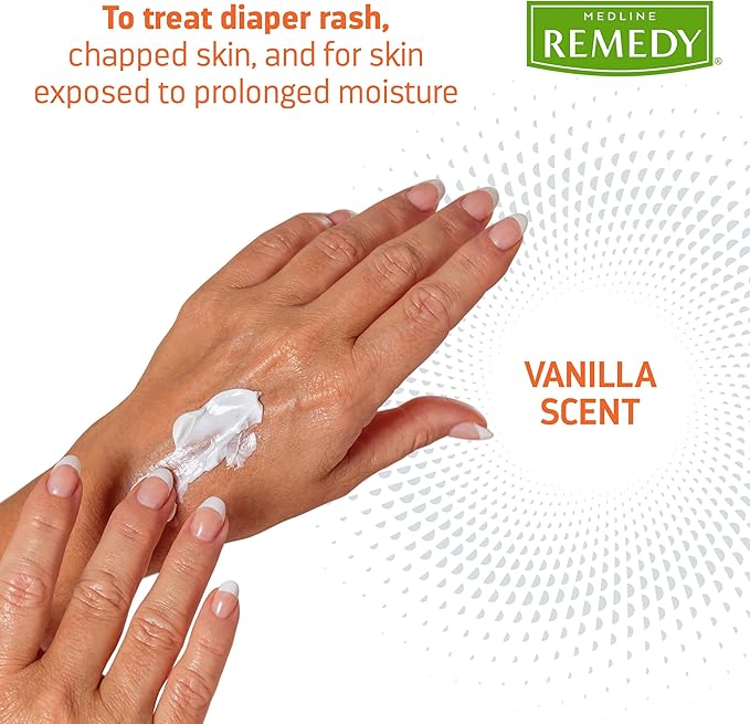 Medline Remedy Clinical Zinc Oxide Paste Skin Protectant (4 oz Tube), Vanilla Scent, Diaper Rash Cream, Incontinence Care, Wetness Protection, Paraben Free, Hypoallergenic, Adults, Children