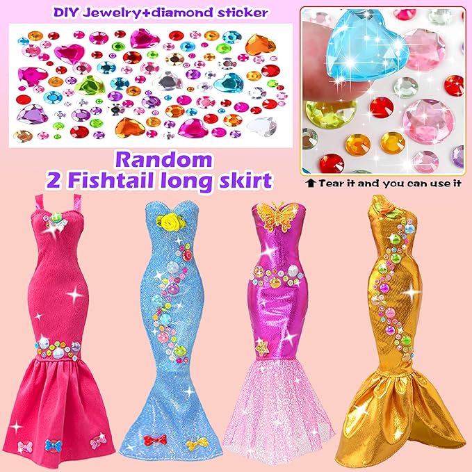 iBayda 139pcs 11.5-inch Fashion Doll and Wardrobe Playset: Wedding Dress, Outfits, Shoes, Bags, Necklace, DIY Stickers Accessories