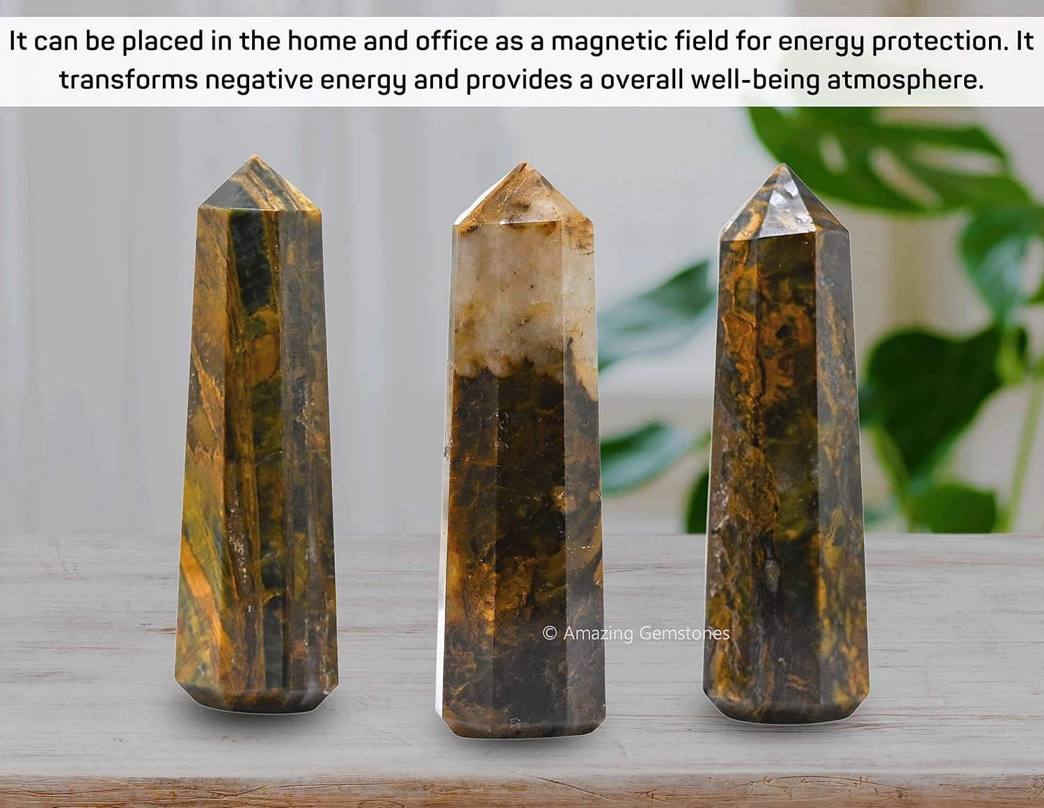 Amazing Gemstone Nellite Crystal Towers ~ Natural Healing Crystal Point Obelisk for Reiki Healing and Crystal Grid (3- Inch)