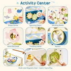 ROBOTIME Wooden Baby Walking Toy, Montessori Baby Walker Push Toy with Adjustable Height & Speed, Activity Center Baby Push Toy with Music, Fishing Game & Storage for Toddler 10M+ (Ocean World Theme)