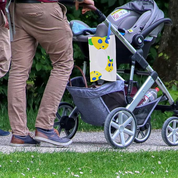 FEBSNOW 4 Pack Baby Wipes Container, Reusable Portable Wet Wipe Pouch, Wipe Dispenser Container, Baby Travel Wet Wipe Holder