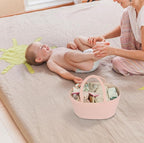 Diaper Caddy Organizer Cotton Rope Baby Basket Nursery Storage and Portable Tote Bag for Car Ideal Baby Shower Gifts and Registry Must-Have for Newborn Essentials large coral pink