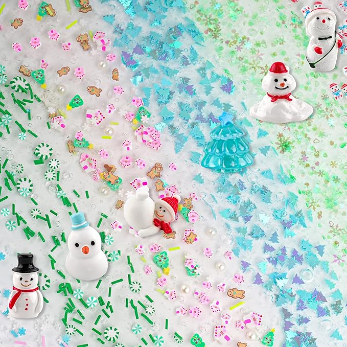 LAWOHO Build a Snowman Kit - 500ML Crystal Slime, Clay & Christmas Charms, Snowman Crafts for Kids, Stocking Stuffers for Adults, Slime Party Favors Kit
