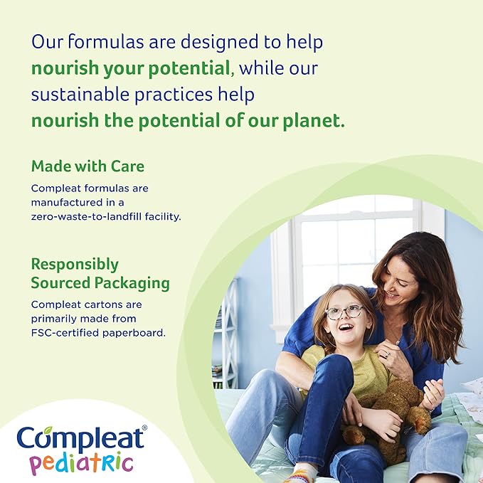 Compleat Pediatric Standard 1.0mL, Plant Based Nutritionally Complete Shake, Tube Feeding Formula, Vanilla Flavor, 24 Pack