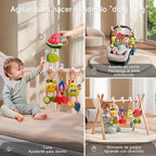 TUMAMA Hanging Toys for Baby Gym, 4 Pack Fruit Crib Stroller Baby Gym Mobile Plush Toys with Teether, Hanging Rattle Toys, Car Seat Toys for Babies 0-6 Months Boy