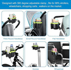 Accmor Stroller Cup Holder with Phone Holder, Bike Cup Holder, Universal Cup Holder for Uppababy Nuna Doona Strollers, 2-in-1 Cup Phone Holder for Stroller, Bike, Wheelchair, Walker, Scooter