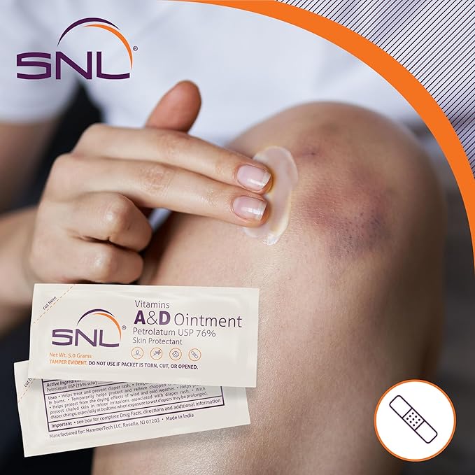 SNL Quality Vitamins A & D Ointment for | Baby Diaper Rash | Burns | Tattoo Aftercare | Skincare - 144 Individual Foil Packets - 5 Grams each