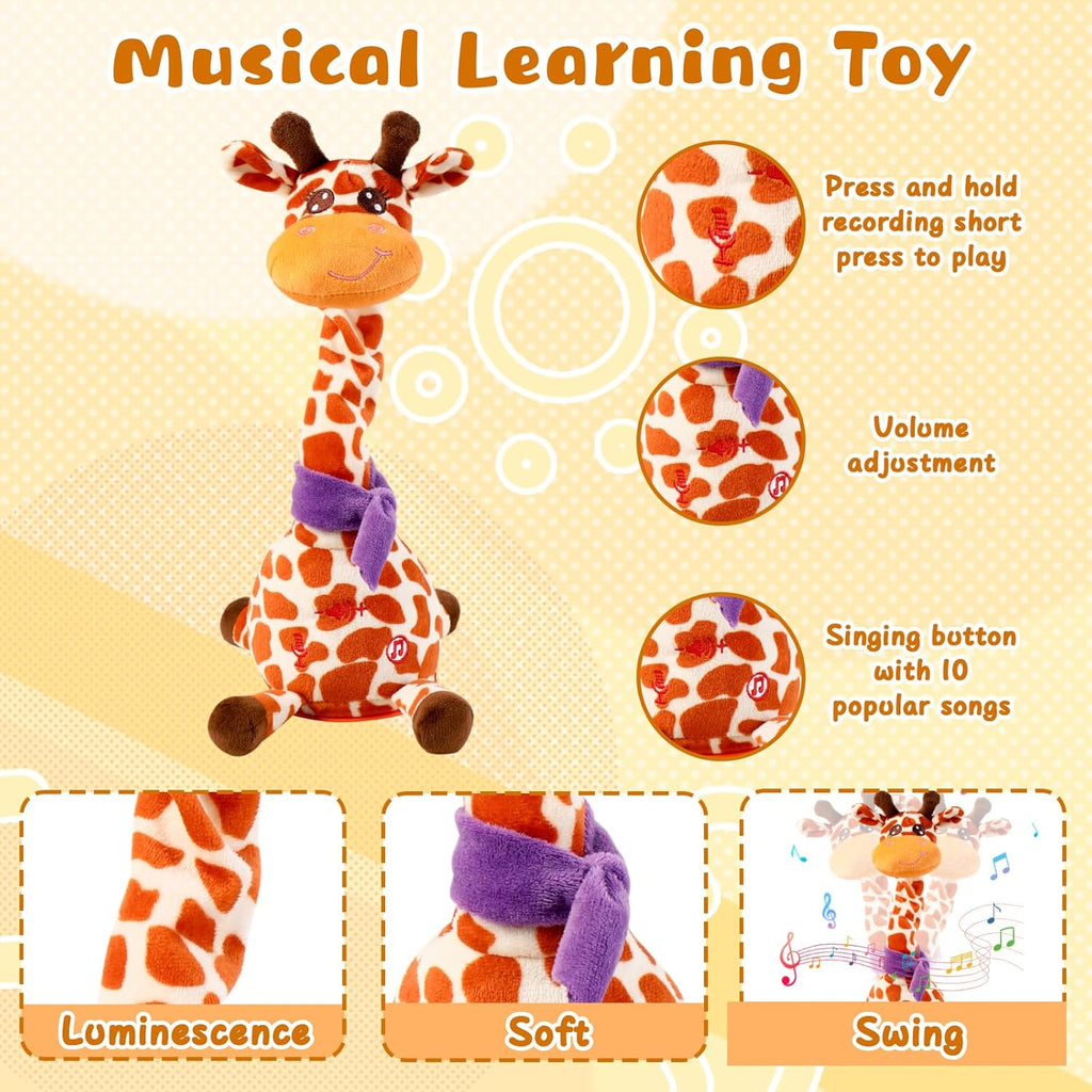 Dancing Giraffe Musical Toys Recording and Repeating Plush Baby Toys 6 to 12 Months Toys, Singing Talking Giraffe Baby Developmental Toy,Valentines Day Decor/Gift for Friend