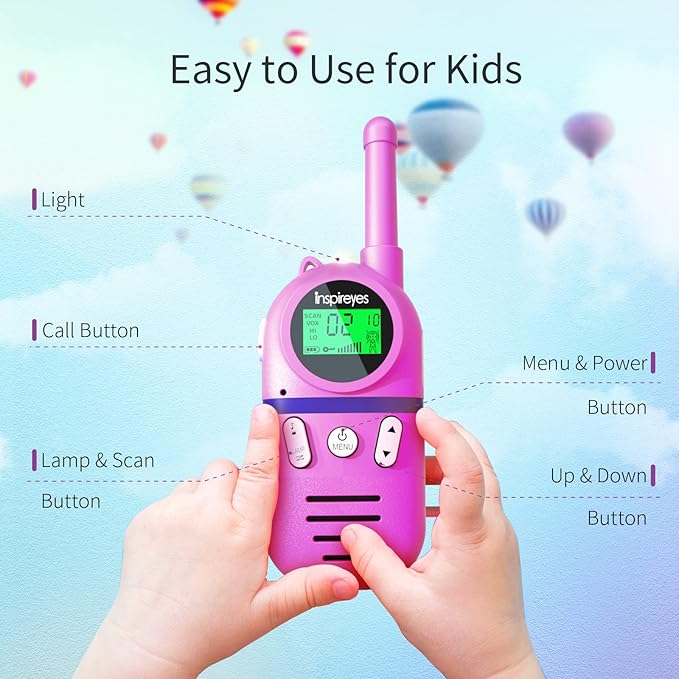 Walkie Talkies for Kids Rechargeable,Toys for Boys and Girls Ages 3-12, 4 Pack Long Range 2-Way Radios, Birthday Gifts,Christmas Stockings, Outdoor Play, Family Games, Hiking Camping Gear