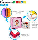 PicassoTiles 121 pc Master Builder Magnetic Building Block Construction Set Magnet Tiles Blocks with Car Truck, 2 Character Action Figures, 28 Educational Alphabet Animal and Number Graphics, Windmill