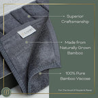 Charcoal Grey Washcloths Set of 6 Soft Facial Cloths 10” x 10” 100% Viscose Derived from Bamboo Spa-Like Feel Silky Face Cloth for Skin Cleansing