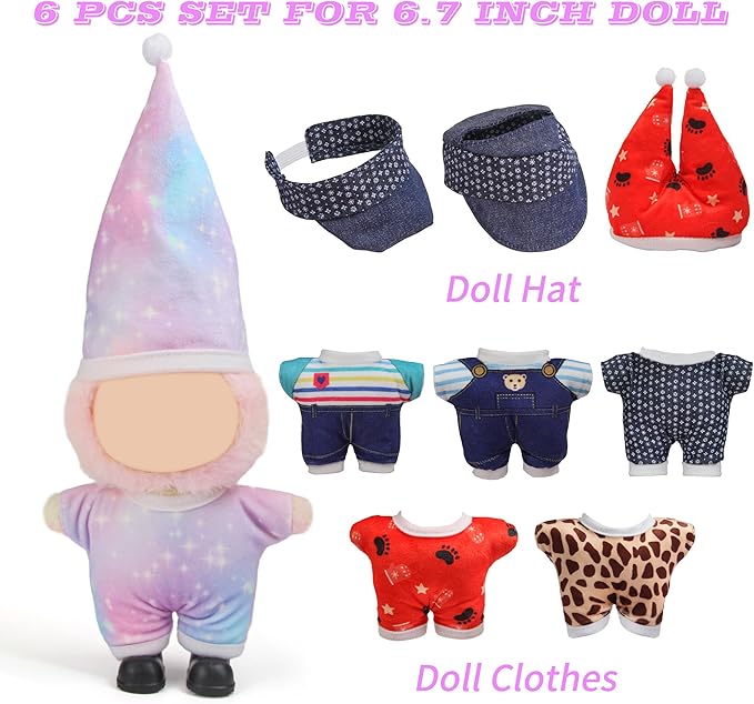 Doll Clothes for 17cm Dolls - Adorable 17cm/15cm Clothes Compatible with Accessories, 12 Pieces Fashion Dolls Outfits for Collecting, Keychains Pendants, Birthday Gift