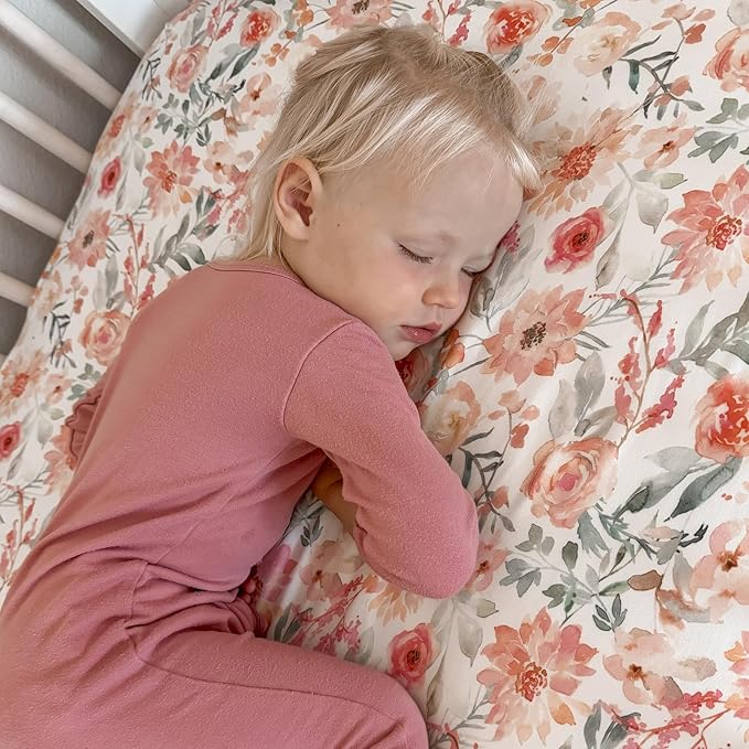 Baby Girls Crib Sheets | 2 Pack Floral & Solid Pink Ultra-Soft Bedding for Crib Mattress and Toddler Beds |Blended Cotton Fitted Crib Sheet for Baby Girls Comfort and Elegance by Max&So