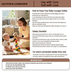 Baby Lounger, Foldable Infant Nest Pillow with Soft Memory Foam Mat, Cover with Adorable Pattern, Converts to Backpack for Easy Travel, 0-12 Months, White