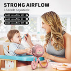 AMACOOL Battery Operated Stroller Fan Flexible Tripod Clip On Fan with 3 Speeds and Rotatable Handheld Personal Fans for Car Seat Crib Bike Treadmill (Pink)