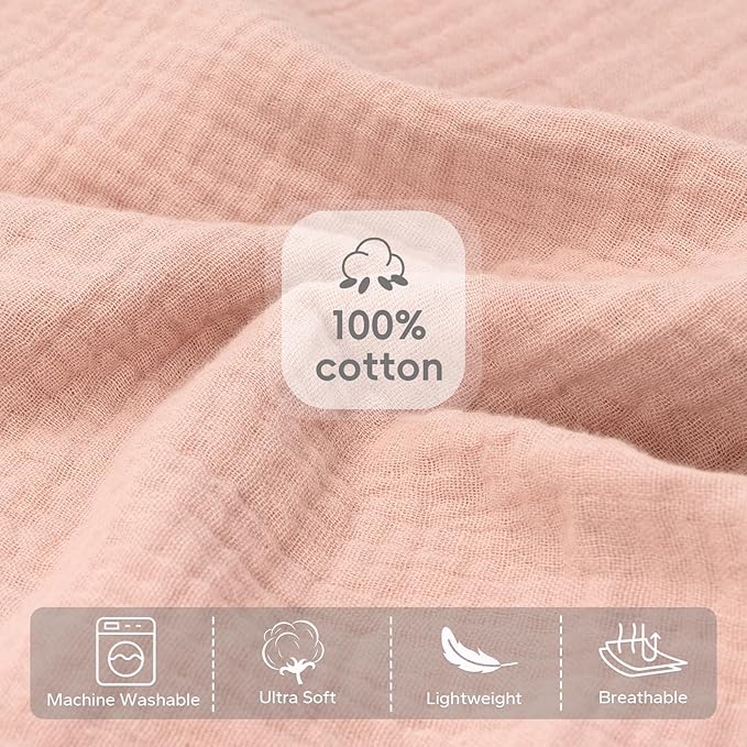 FUNUPUP Muslin Nursing Pillow Cover Compatible with Boppy Nursing Pillow, Soft Baby Nursing Covers for Breastfeeding Pillows for Boys Girls, Blush