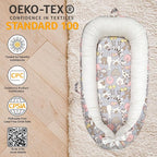 Baby Lounger | Organic Cotton Infant Lounger | Reversible, Adjustable & Portable Floor Lounger | Soft, Breathable, Washable Cover