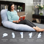 MOON PARK Pregnancy Pillows for Sleeping - U Shaped Full Body Maternity Pillow with Removable Cover - Support for Back, Legs, Belly, HIPS - 65 Inch - Grey