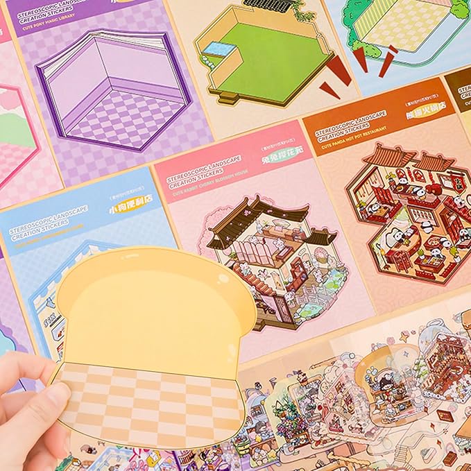 DIY 3D Sticker Scenes, 20 Sets (1500+) Cute Cartoon Stickers. Sticker Therapy. Create Your Own Mini Worlds. Perfect for Party Favors, Birthday Gifts for Adults & Kids