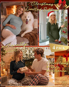 Ficerd 4 Pack Women's Maternity Shirts Cotton Long Sleeve Ribbed Crew Neck Pregnancy Tops Side Ruched Casual Mama Clothes