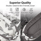 Baby Lounger | Organic Cotton Infant Lounger | Reversible, Adjustable & Portable Floor Lounger | Soft, Breathable, Washable Cover-Grey Leaves