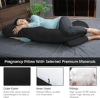 MOON PARK Pregnancy Pillows for Sleeping - U Shaped Full Body Maternity Pillow with Removable Cover - Support for Back, Legs, Belly, HIPS - 65 Inch - Black